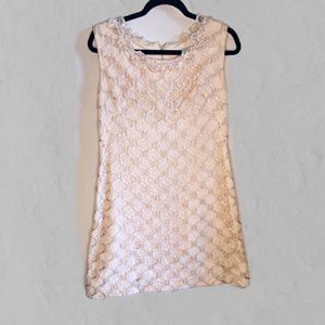 Vintage Lace and Sequin Beige Dress